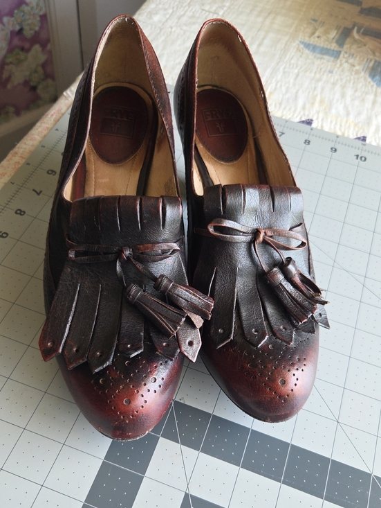 Frye Shoes - Frye Womens Leather Tassel Heeled Plateform - Brown